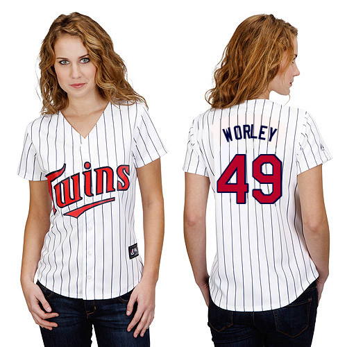 Vance Worley #49 mlb Jersey-Minnesota Twins Women's Authentic Home White Baseball Jersey